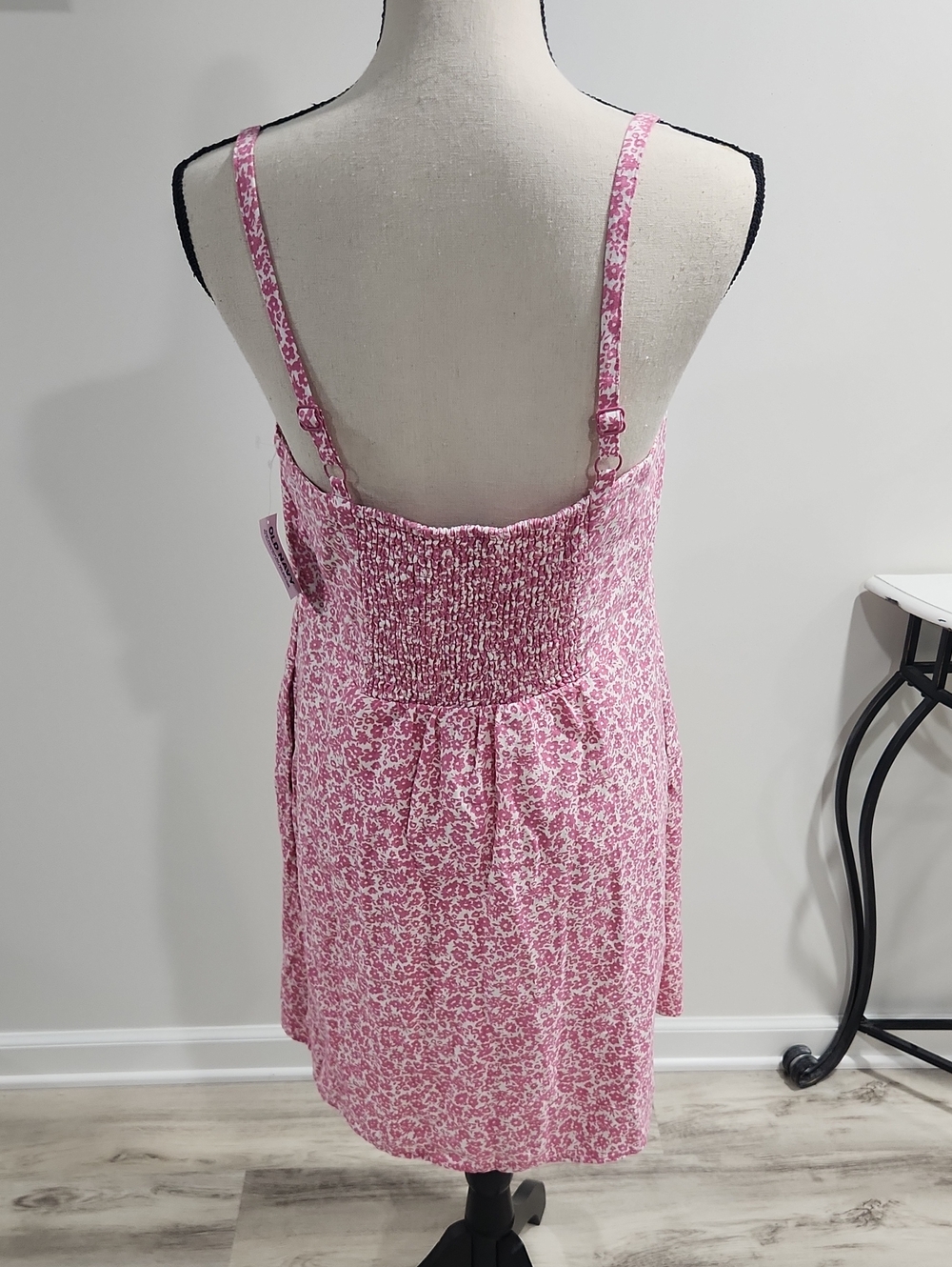 NWT. Old Navy Fit & Flare Cami Mini Dress Linen Blend Barbiecore Cottagecore - Picture 4 of 10